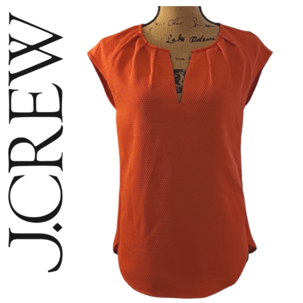 J. CREW Orange Cap Sleeve Honeycomb Top Size 2P